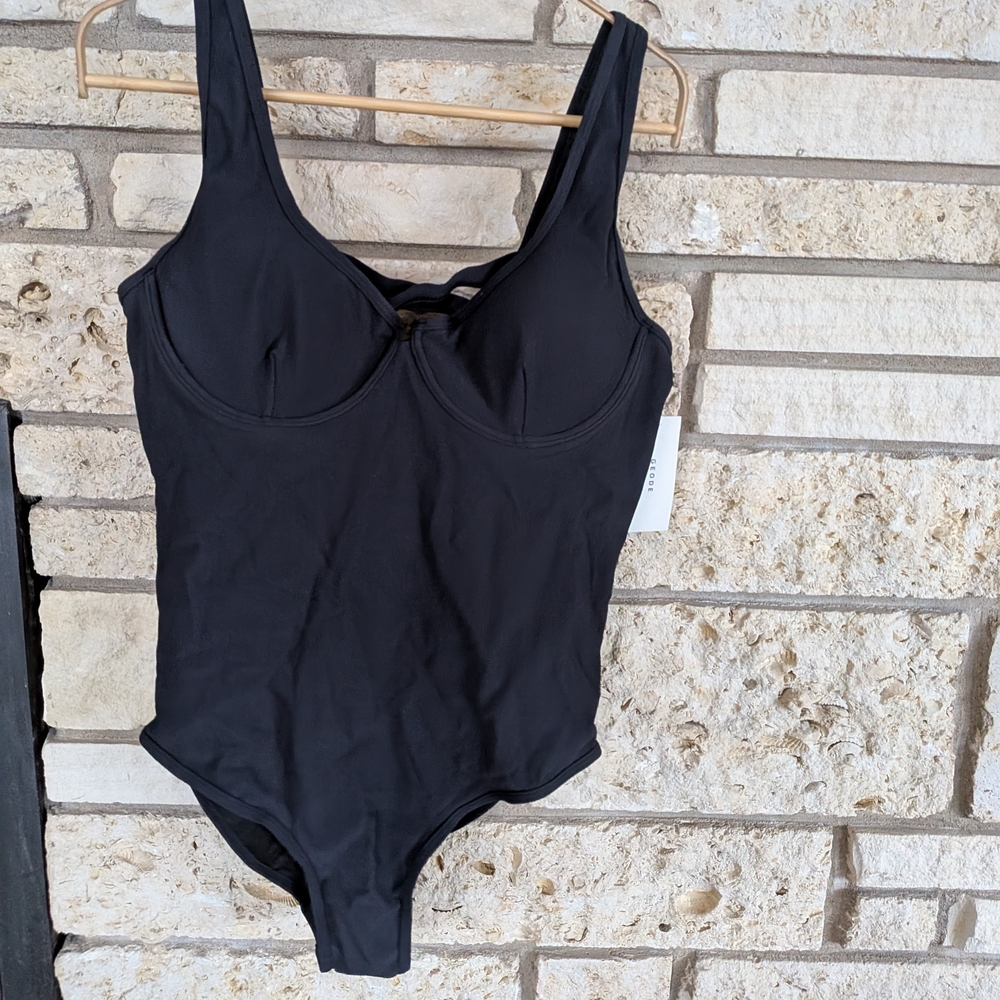 Black One-Piece Swimsuit with Underwire Support